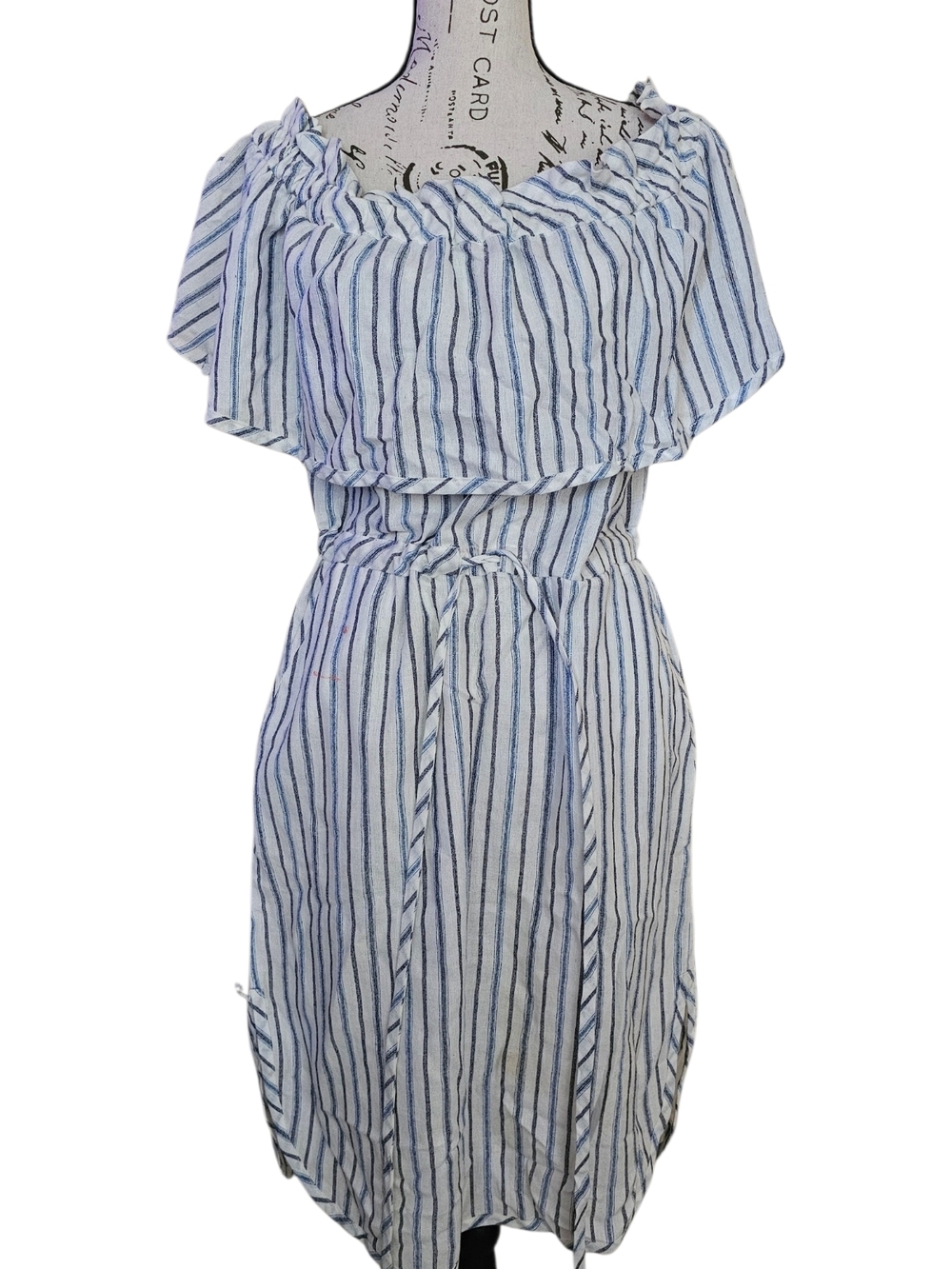 BCBGMaxAzria Light Blue & White Striped Summer Dress